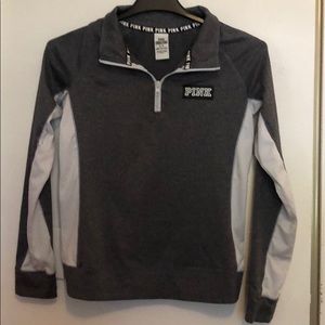 PINK medium gray and white quarter zip pullover
